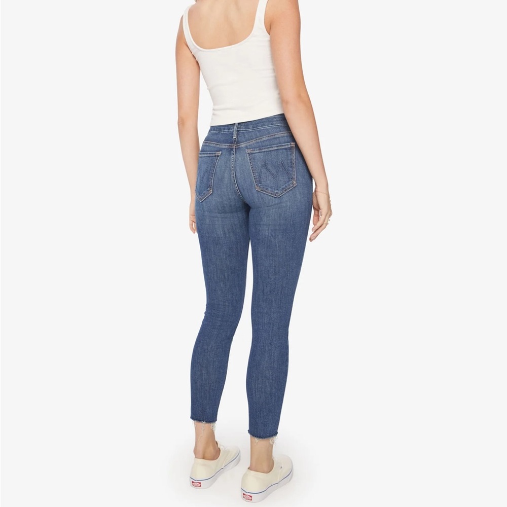 Used Mother The Looker Ankle Fray Girl Crush Blue Wash Skinny Jeans Size 26